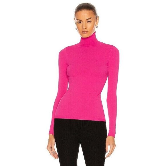 Stella McCartney Compact Turtleneck Sweater Cerise Pink Long Sleeve